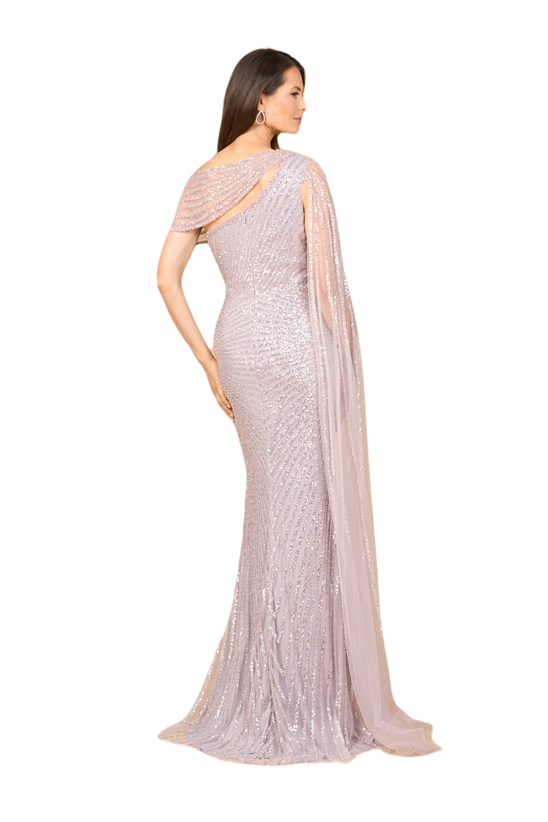 One Shoulder Fitted Gown, Alternate, color, Purple
