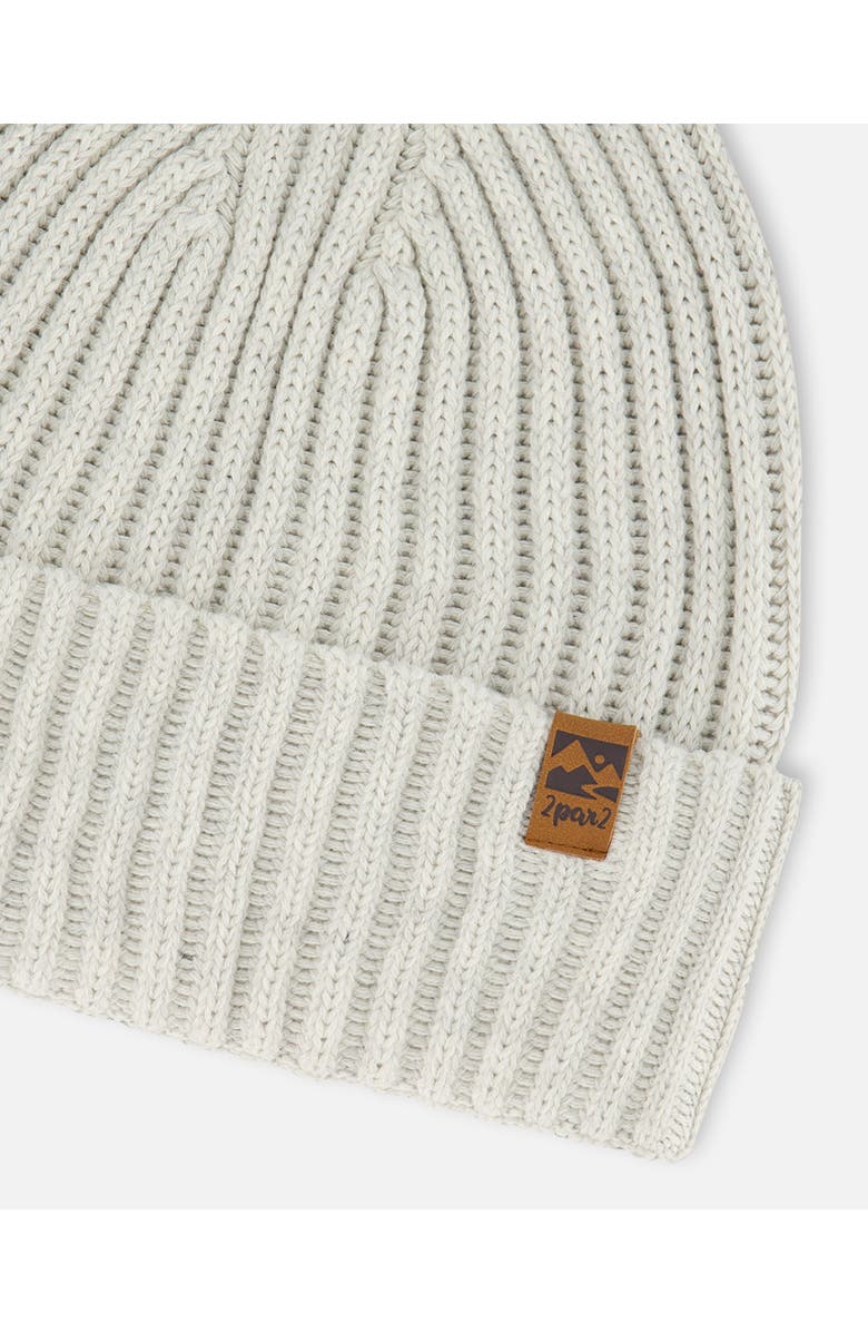 Deux par Deux Kids Unisex Cuffed Knit Hat Off-White, Alternate, color, 