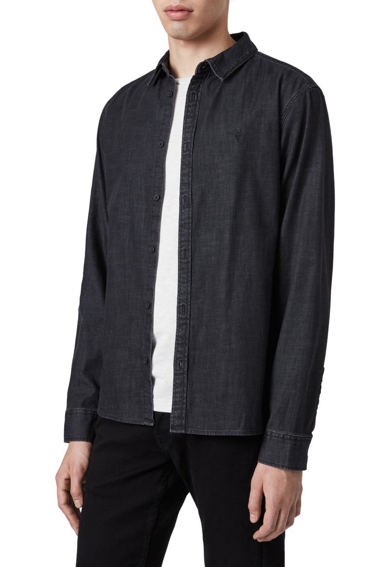 Bramston Regular Fit Denim Button-Up Shirt, Alternate, color, WASHED BLACK
