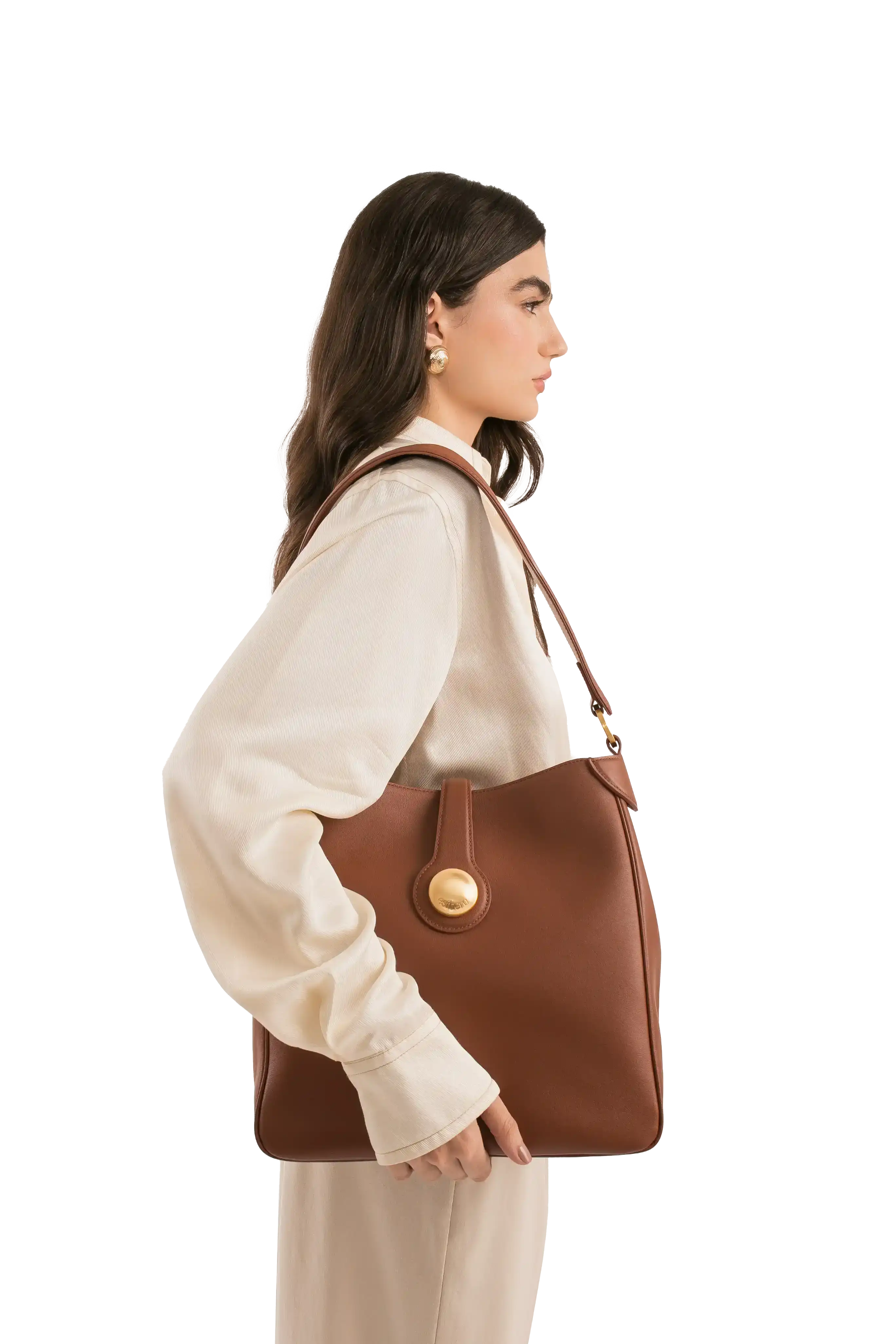 Esthera 9AM Leather Shoulder Bag, Alternate, color, Brown