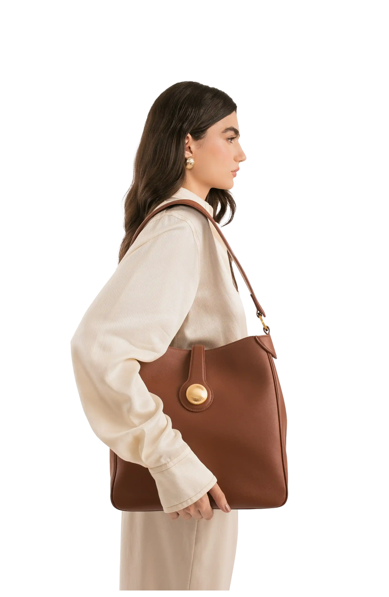 Esthera 9AM Leather Shoulder Bag, Alternate, color, Brown