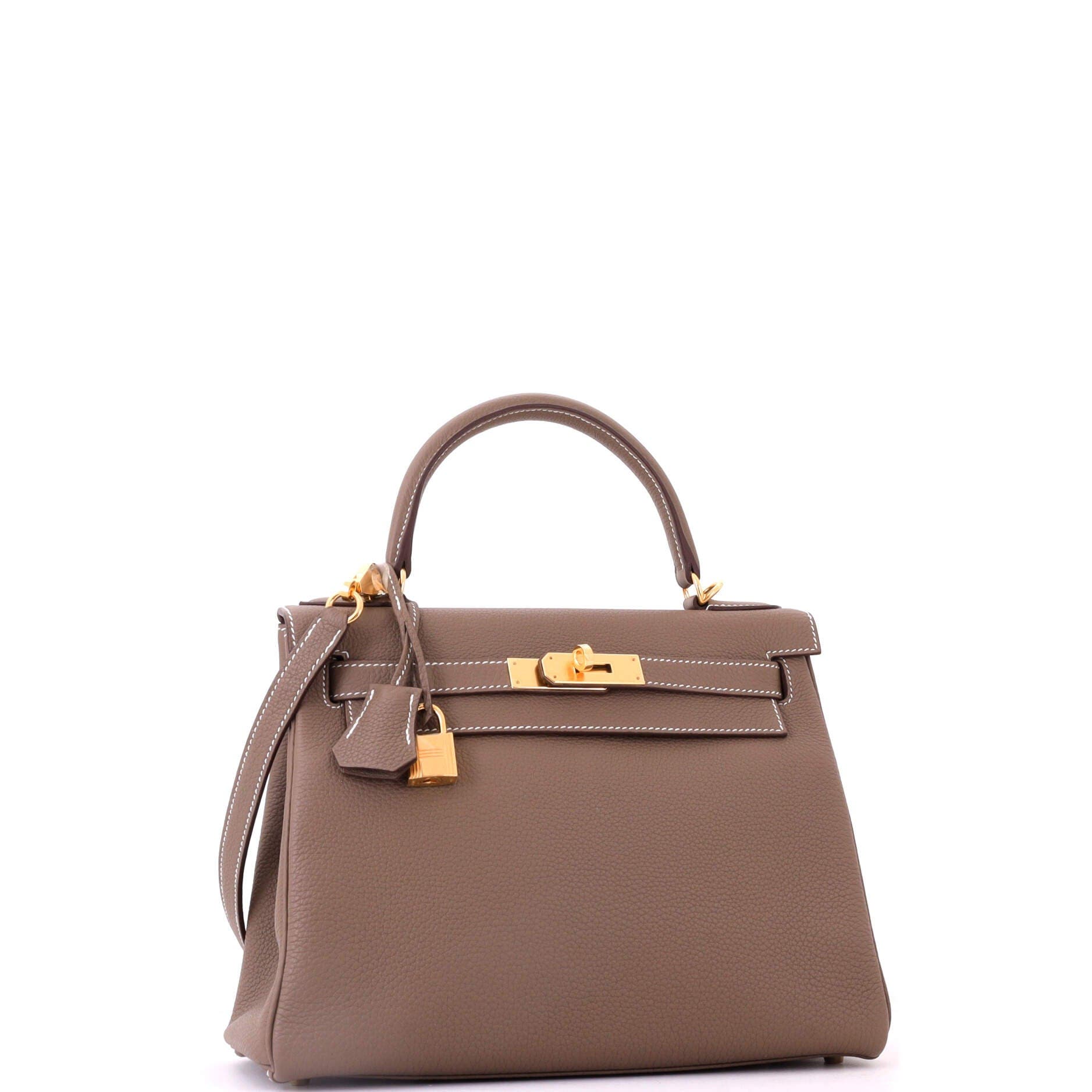 Pre-Owned Hermes Kelly Handbag Grey Togo with Gold Hardware 28, Alternate, color, Etoupe