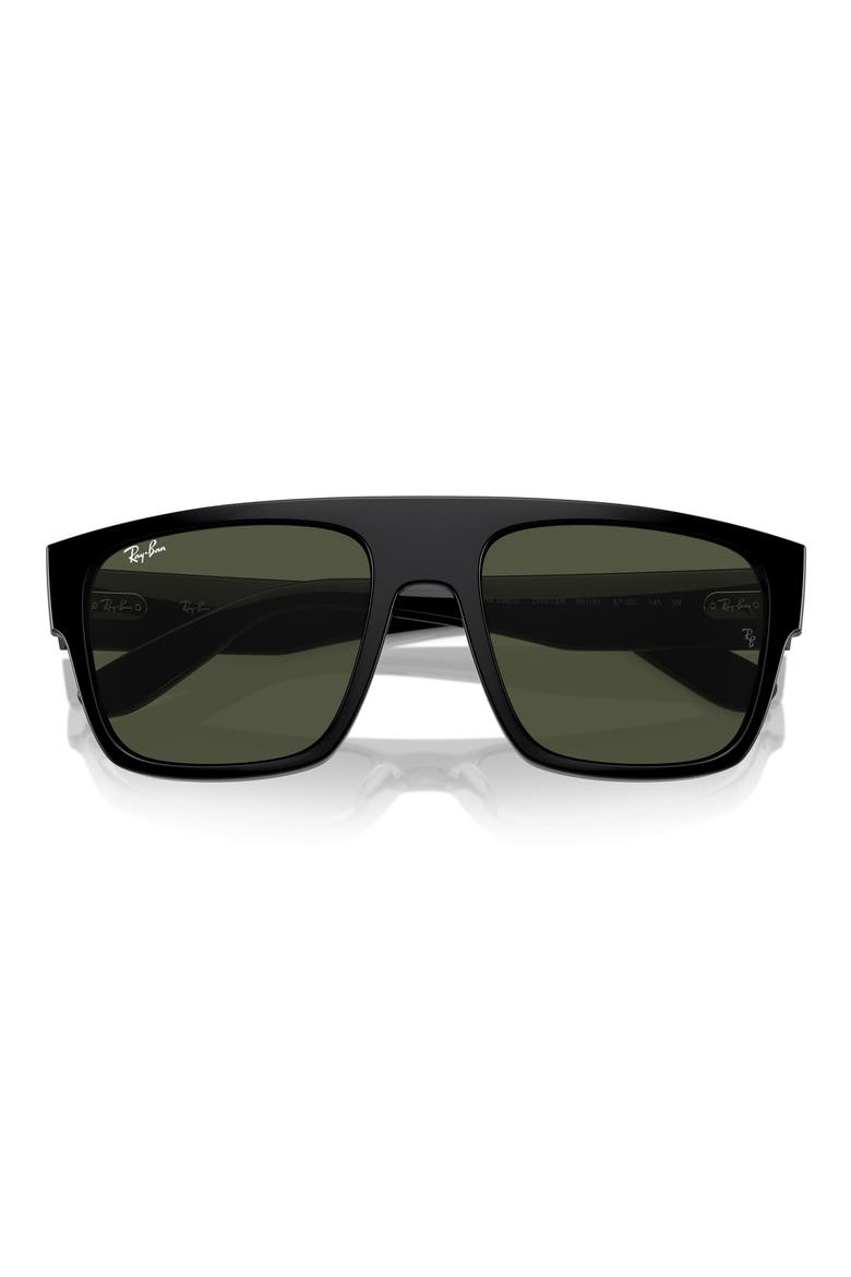 57mm Square Sunglasses, Alternate, color, BLACK