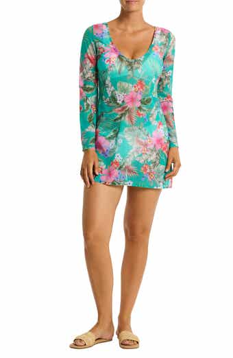 Sea Level Pacificao Floral Mesh Cover-Up Dress