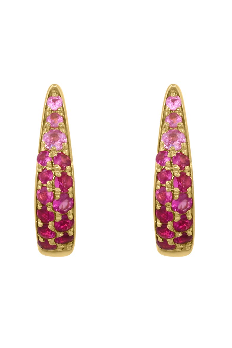 Ruby Huggie Hoop Earrings, Alternate, color, RED