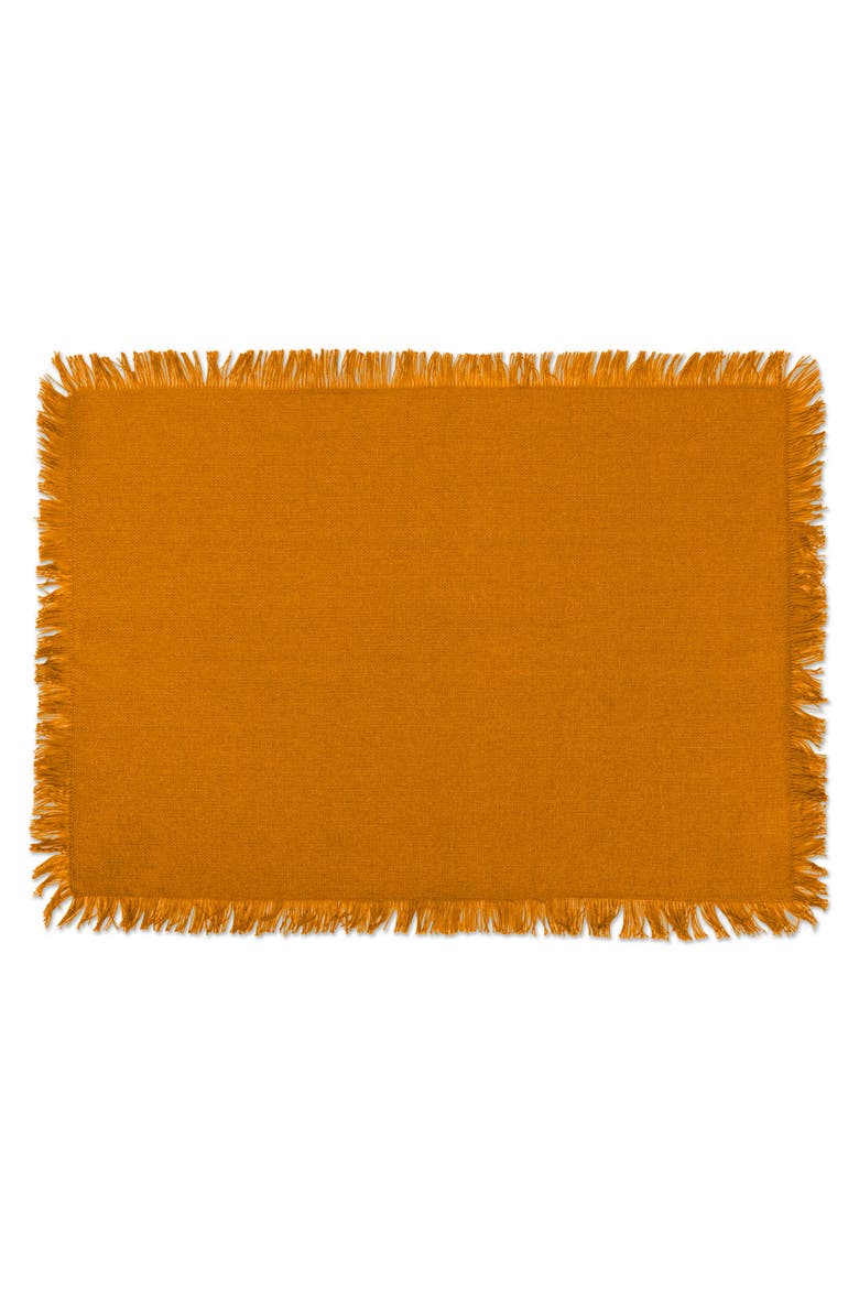Solid Heavyweight Fringed Placemat Set/6, Alternate, color, Pumpkin Spice