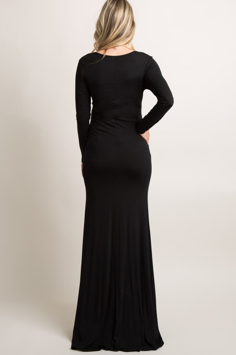 Long Sleeve Photoshoot Maternity Gown/Dress, Alternate, color, Black