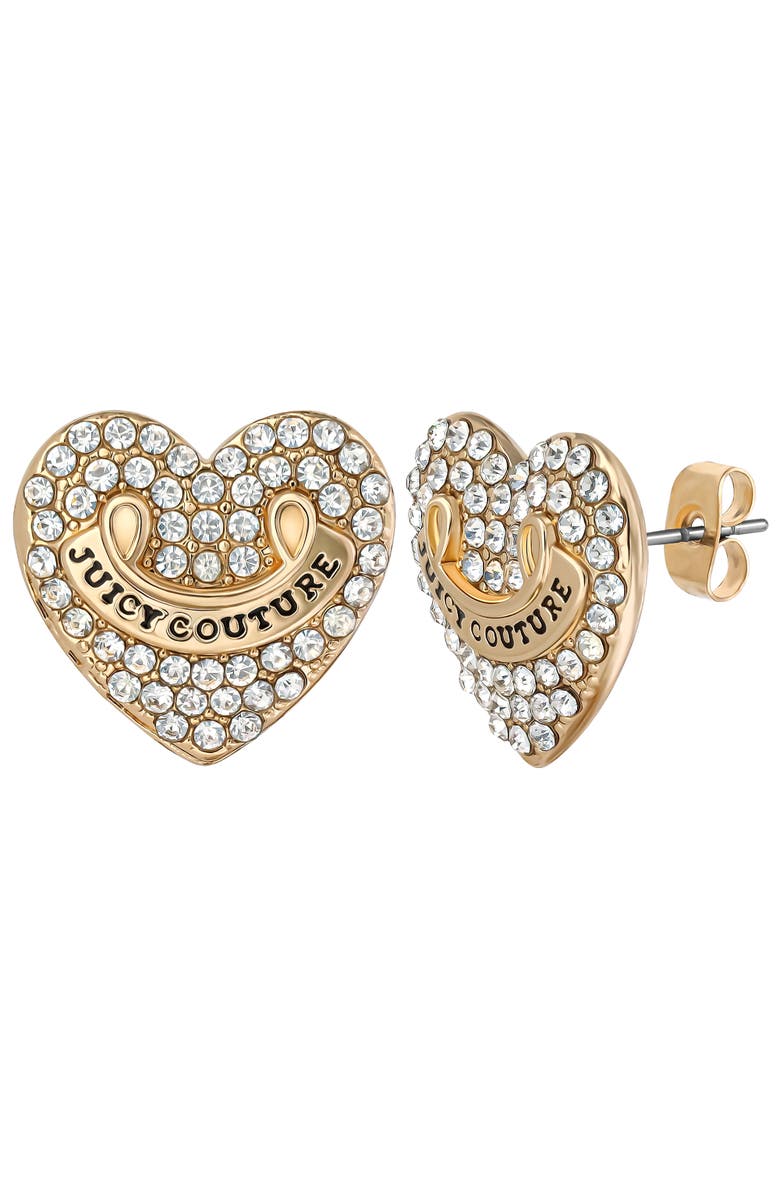 Juicy Couture Pave Heart Keychain & Earrings Set, Alternate, color, Gold, Silver