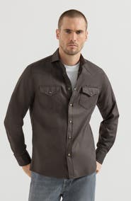 Brunello Cucinelli Garment-dyed chevron shirt