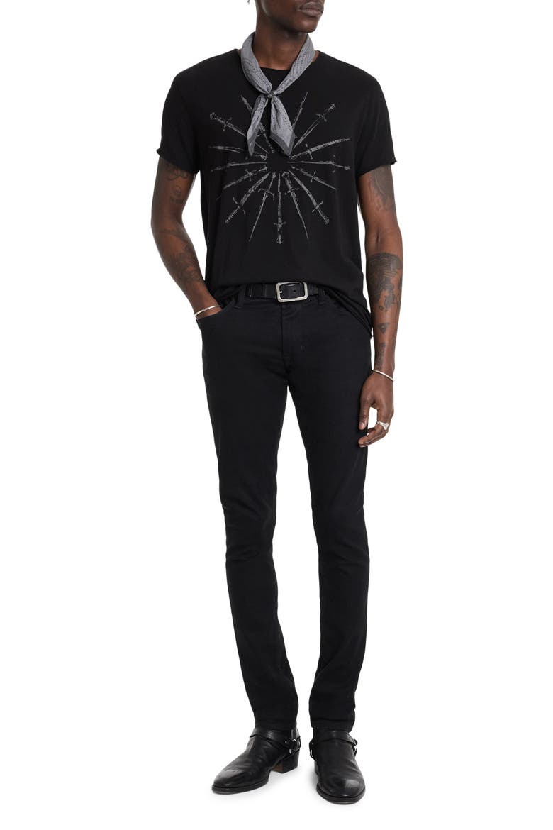 Daggers Raw Edge Graphic T-Shirt, Alternate, color, BLACK