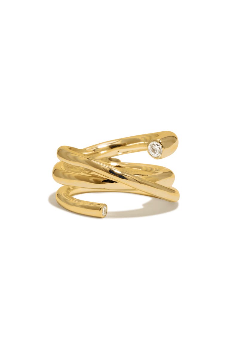 Coil Cubic Zirconia Ring, Alternate, color, 18CT GOLD PLATED