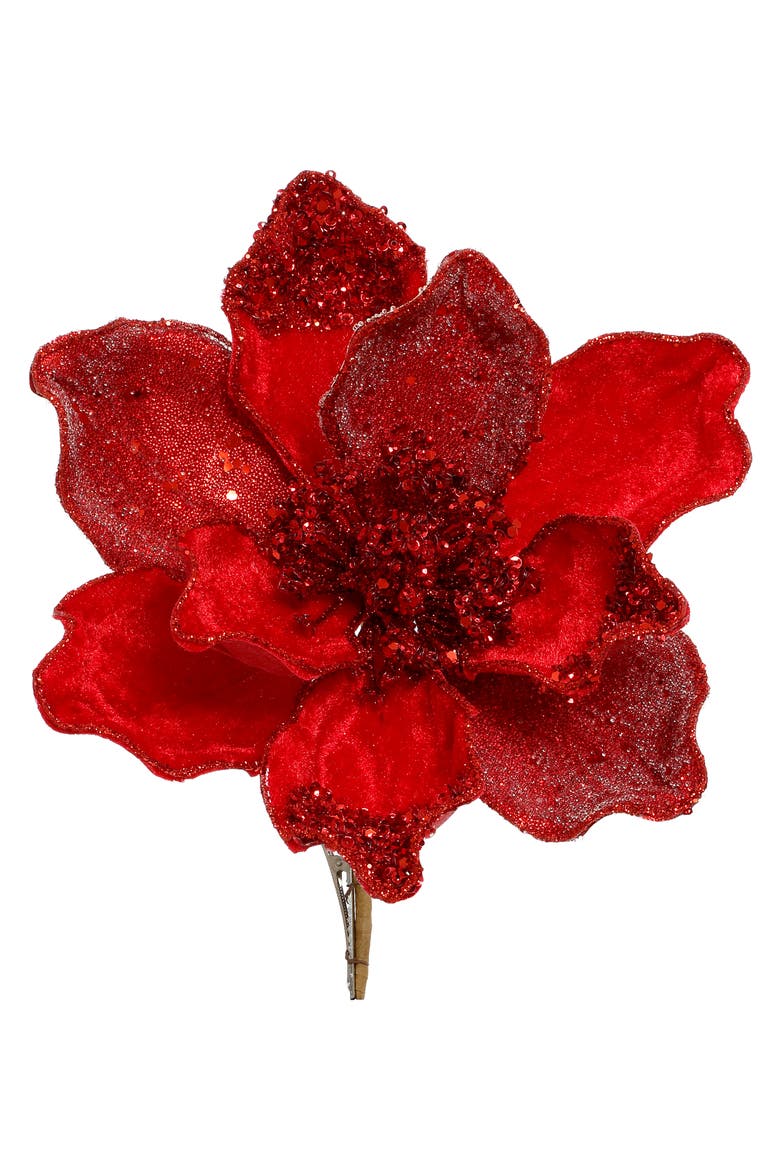 Magnolia Flower with Clip, Set of 12, Main, color, Red