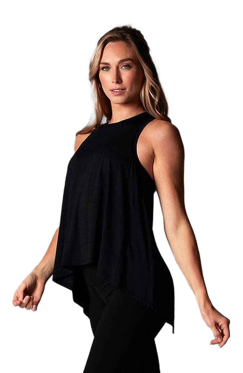 Tavi Tie Back Tank, Alternate, color, Ebony