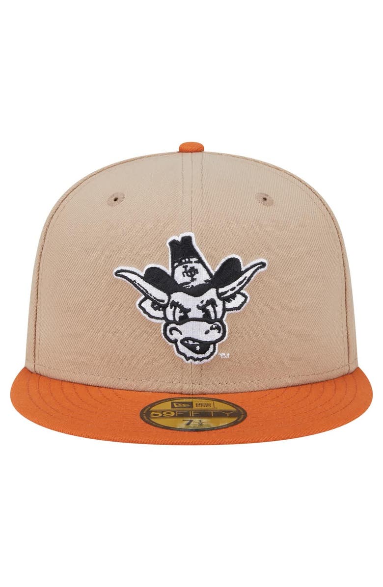 New Era Men's New Era Khaki Texas Longhorns Throwback Two-Tone 59FIFTY Fitted Hat, Alternate, color, Khaki