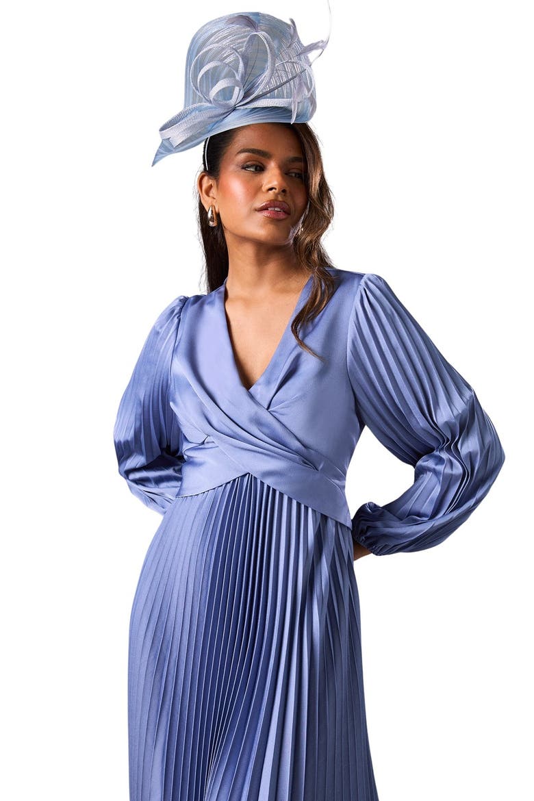 Petite Pleat Skirt Midi Dress, Alternate, color, Dusty Blue