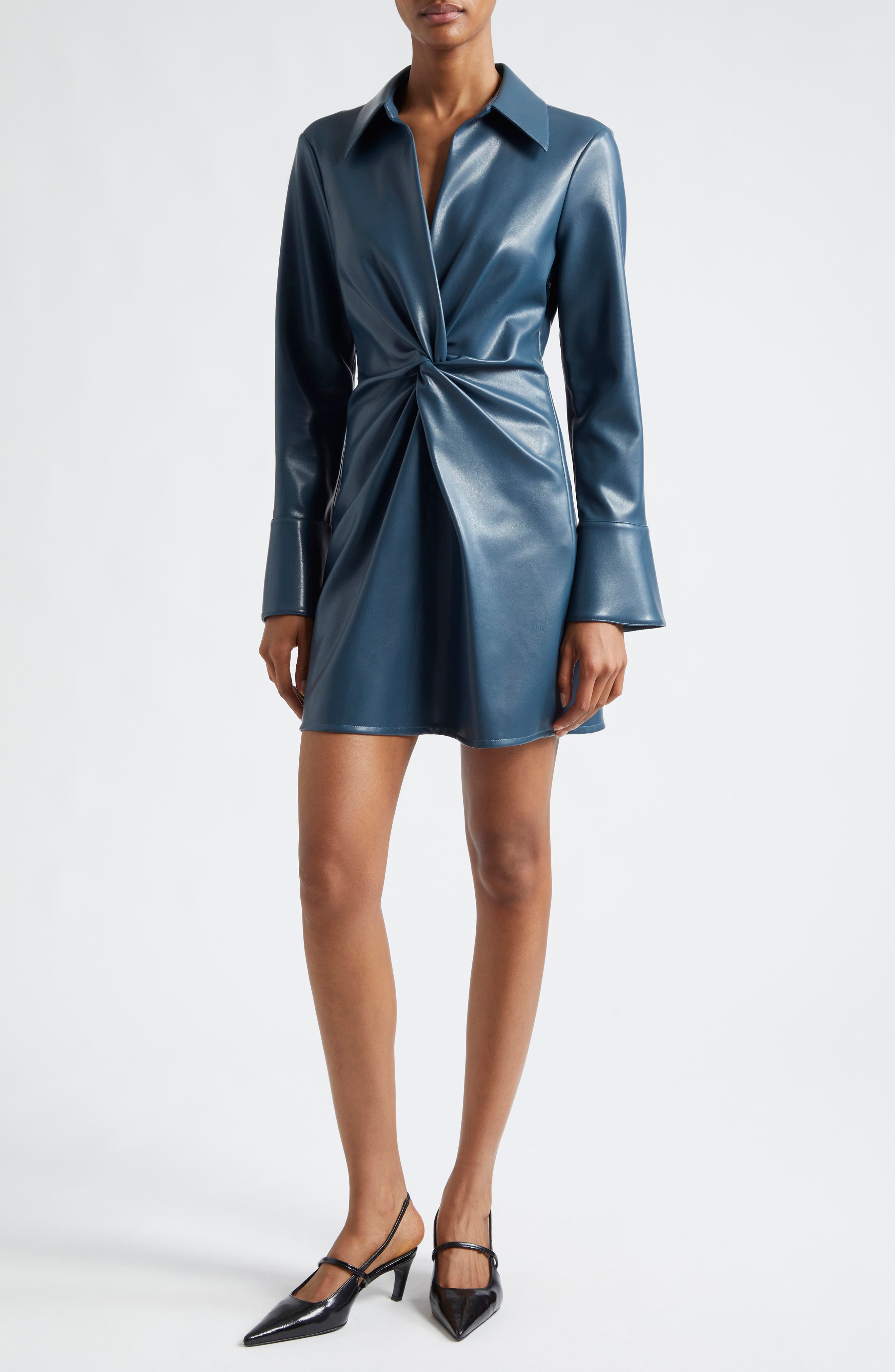 Cinq à Sept McKenna Long Sleeve Faux Leather Dress
