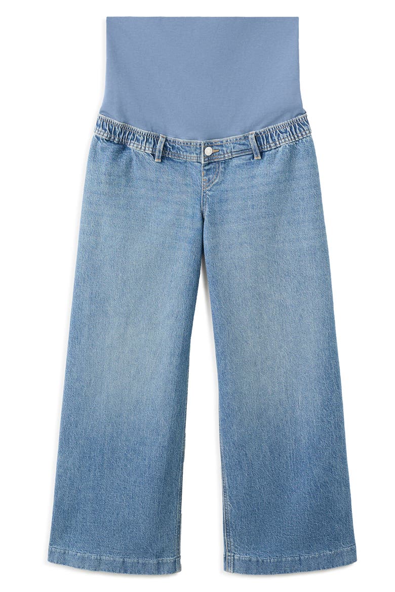 Over the Bump Wide Leg Maternity Jeans, Alternate, color, MEDIUM BLUE