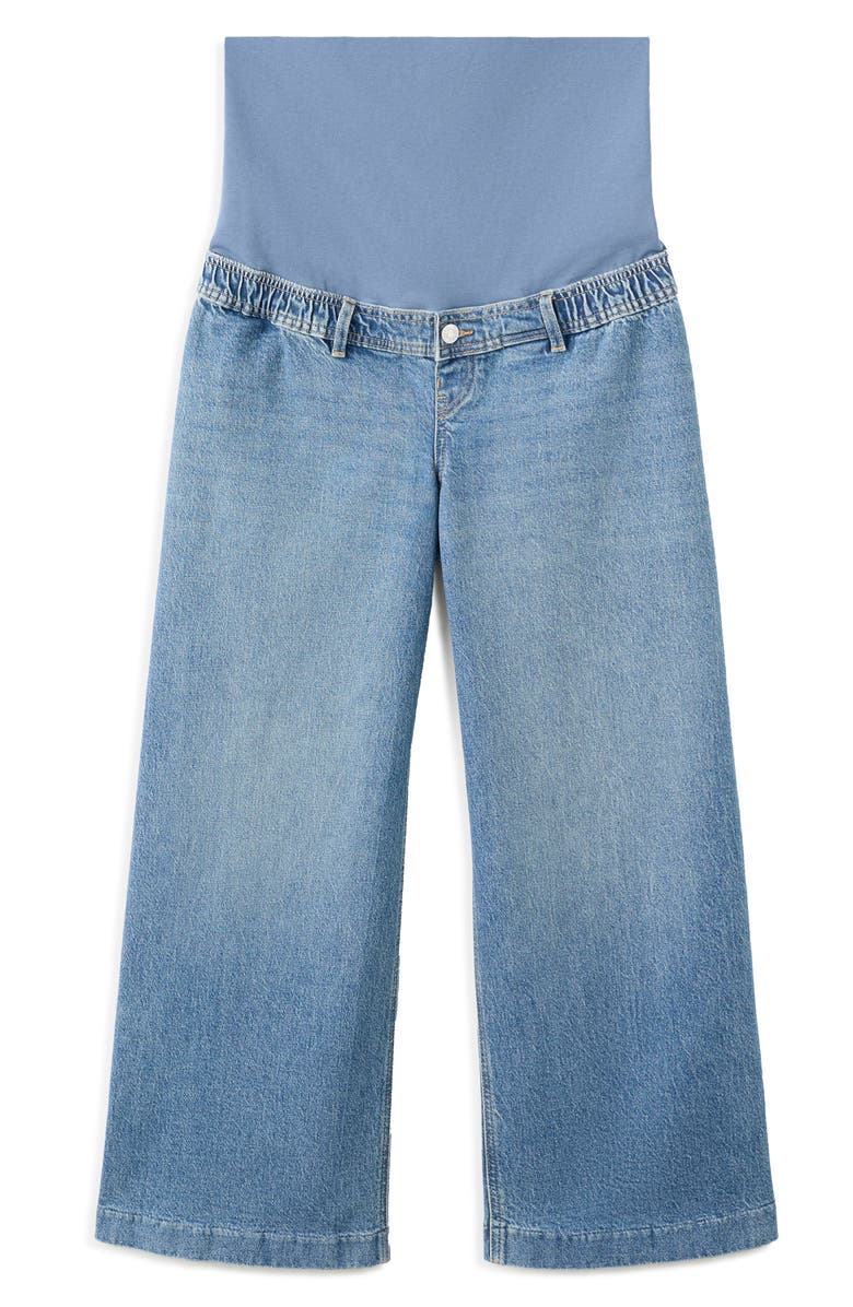 MANGO Over the Bump Wide Leg Maternity Jeans, Alternate, color, Medium Blue