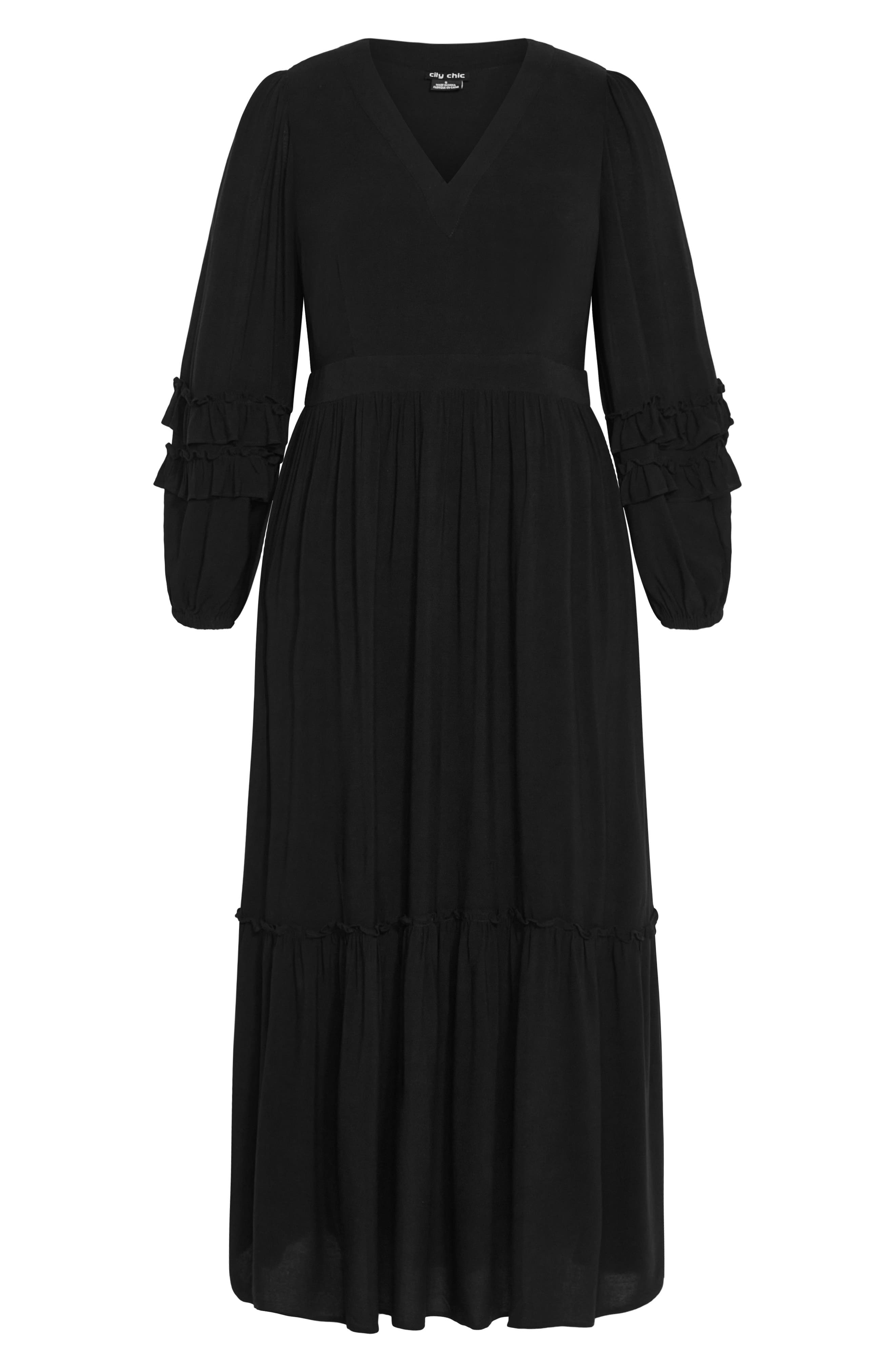 City Chic Malia Ruffle Long Sleeve Maxi Dress (Women) | Nordstrom