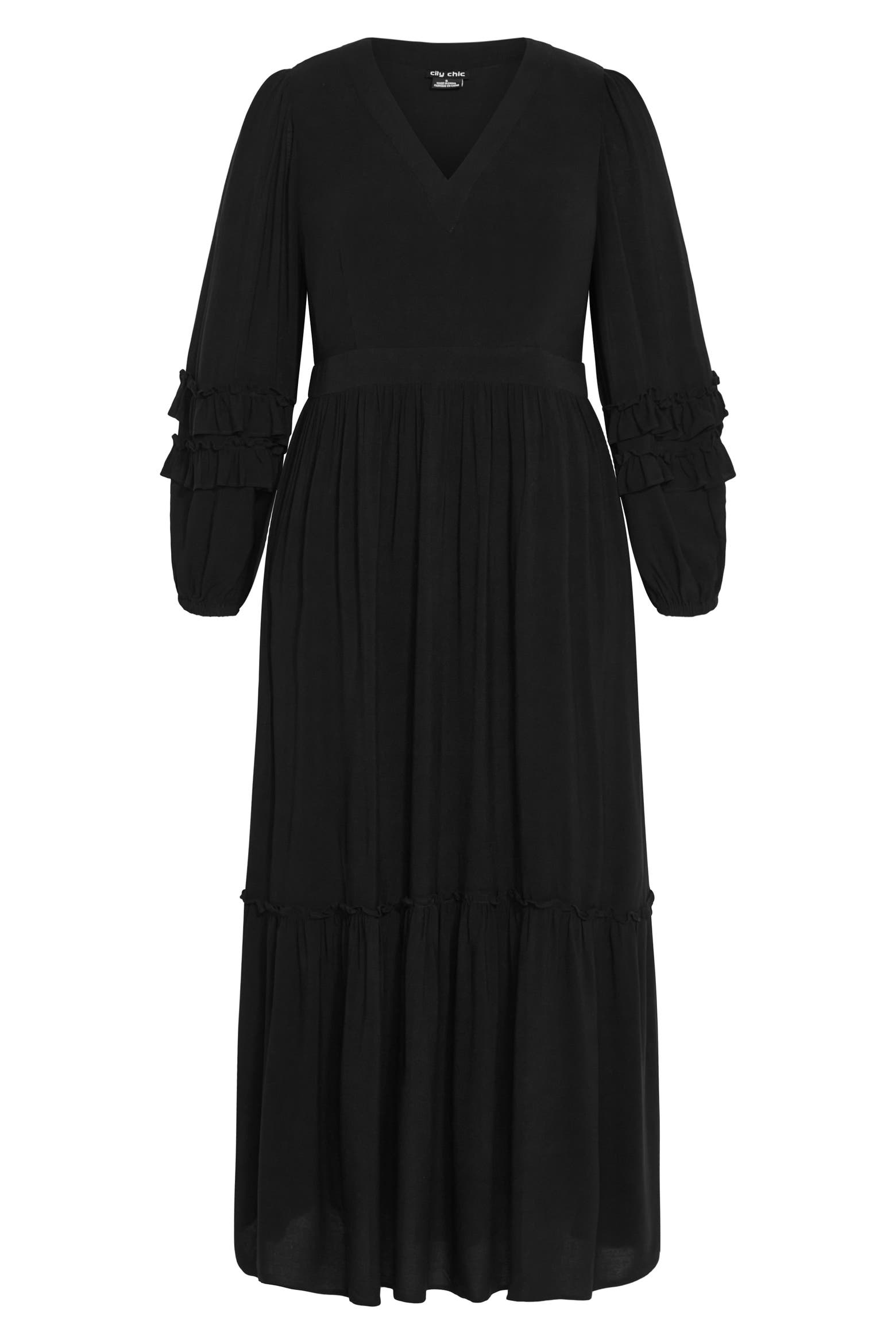 Long Side Ruffled Dress City Chic Malia Ruffle Long Sleeve Maxi Dress (Women) | Nordstrom