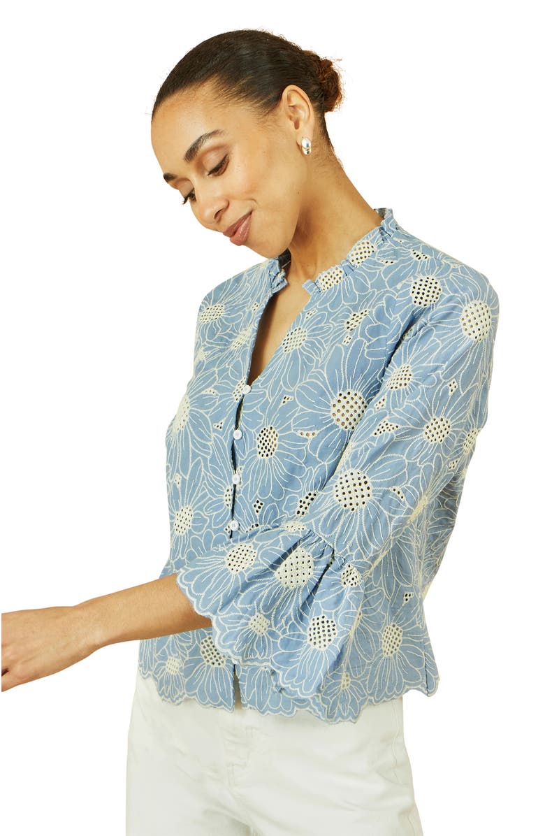 Yumi Daisy Broderie Shirt, Alternate, color, Blue
