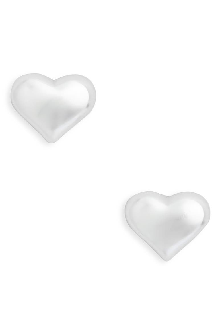 Puffy Heart Stud Earrings, Main, color, SILVER