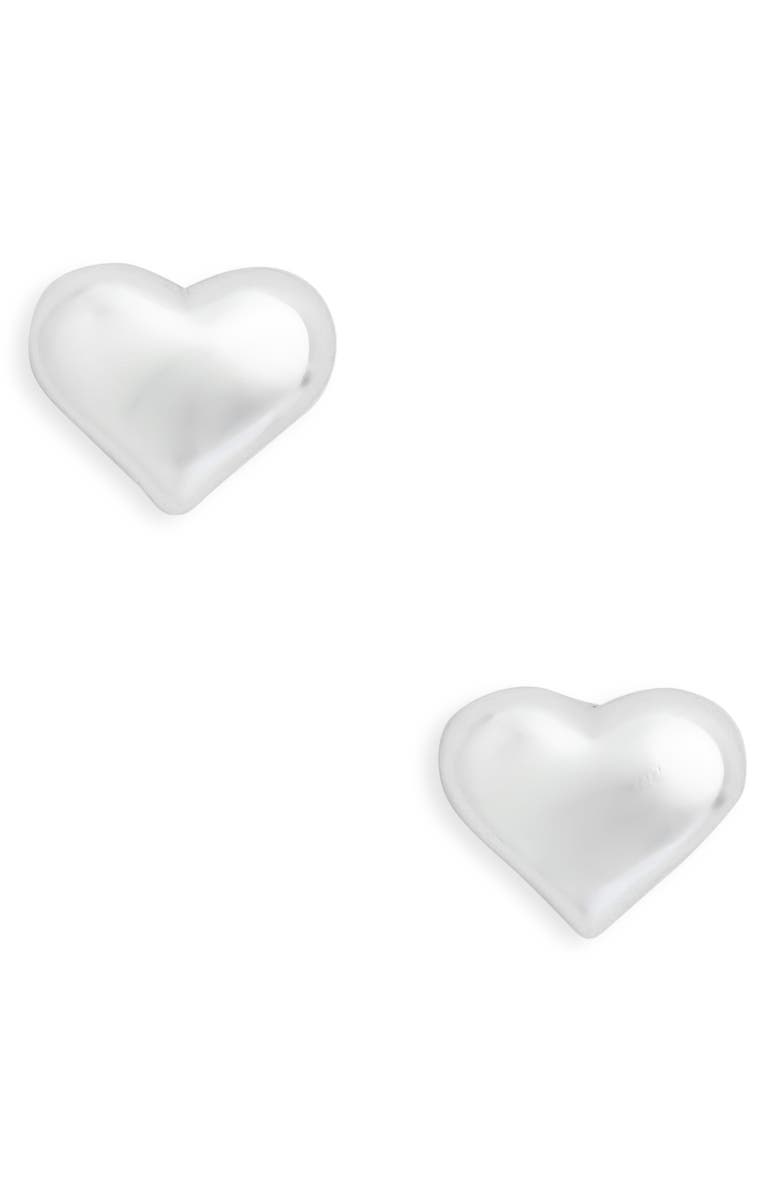 ARGENTO VIVO Puffy Heart Stud Earrings, Main, color, Silver