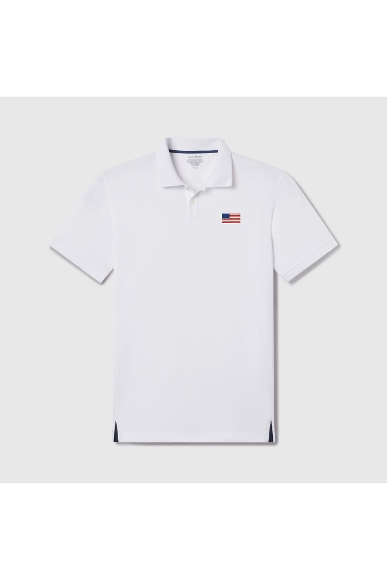 USA Flag Clubhouse Pique Polo, Alternate, color, True White
