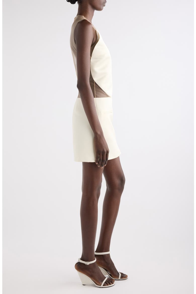 Illusion Inset Circle Satin Minidress, Alternate, color, IVORY