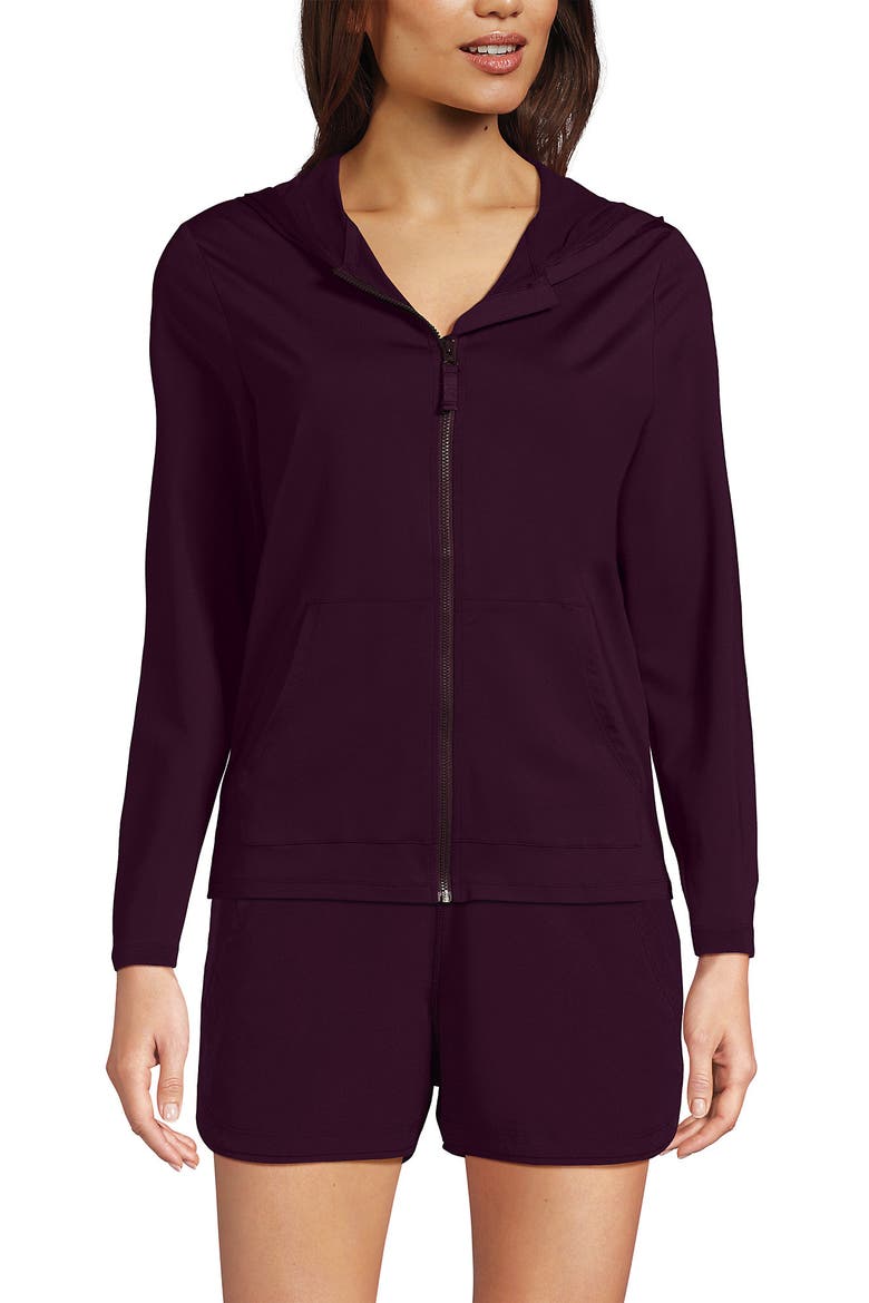 SunShade UPF 50 Hooded Zip Front Rash Guard, Main, color, Dark Wine