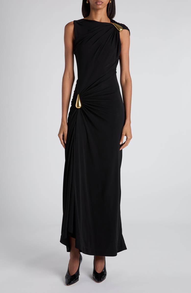 Bottega Veneta Detachable Drop Detail Matte Crepe Jersey Dress, Main, color, 