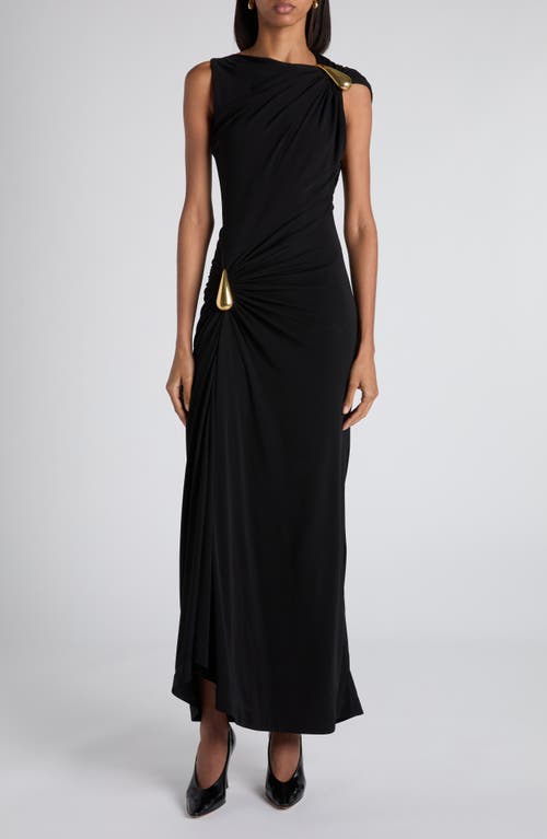 Bottega Veneta Womens Signature Metal-drop Viscose Jersey Maxi Dress Black In Black
