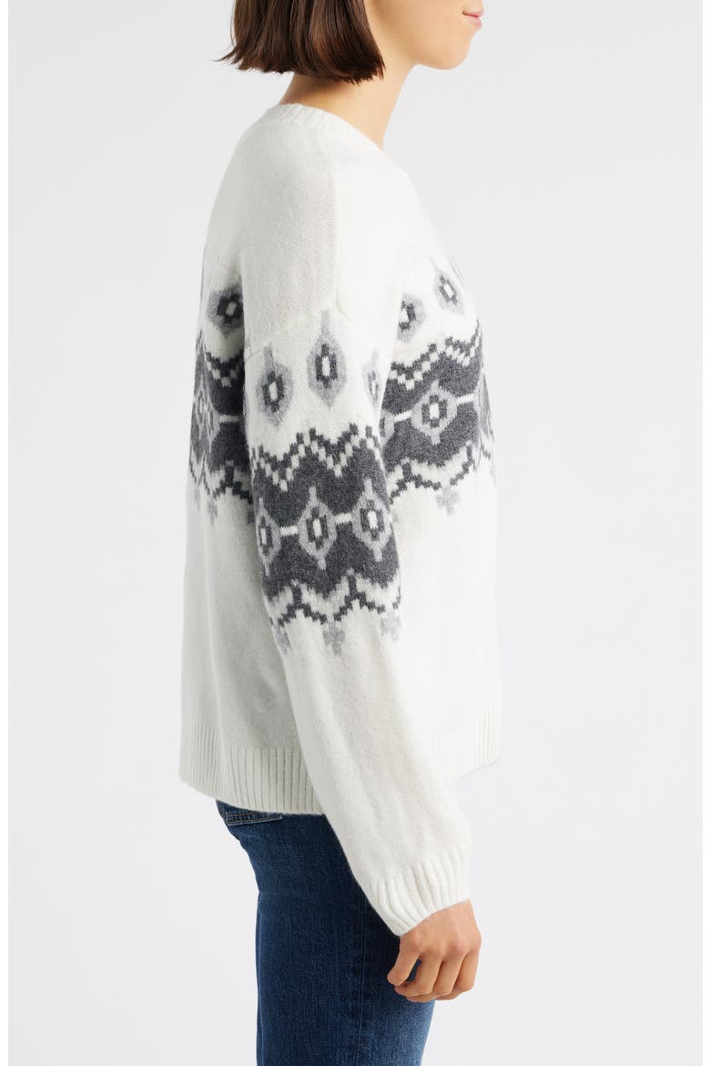 Fair Isle Crewneck Sweater, Alternate, color, ANTIQUE WHITE