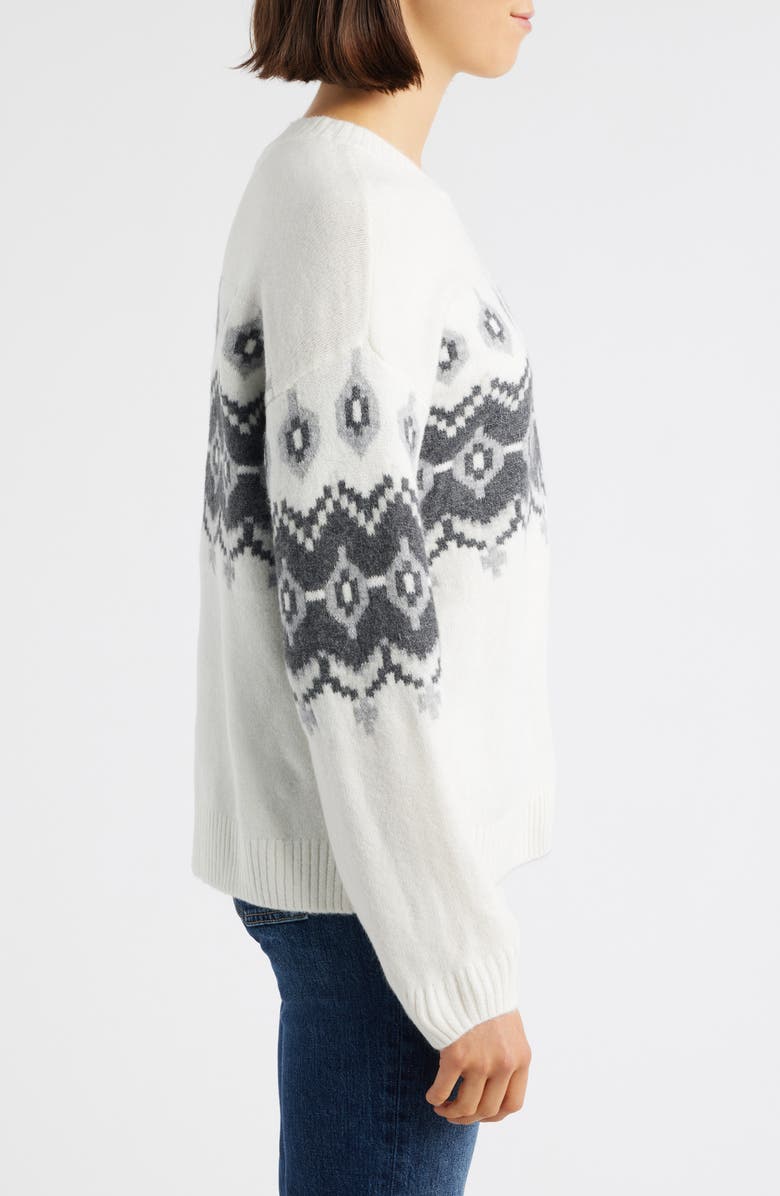 Vince Camuto Fair Isle Crewneck Sweater, Alternate, color, Antique White