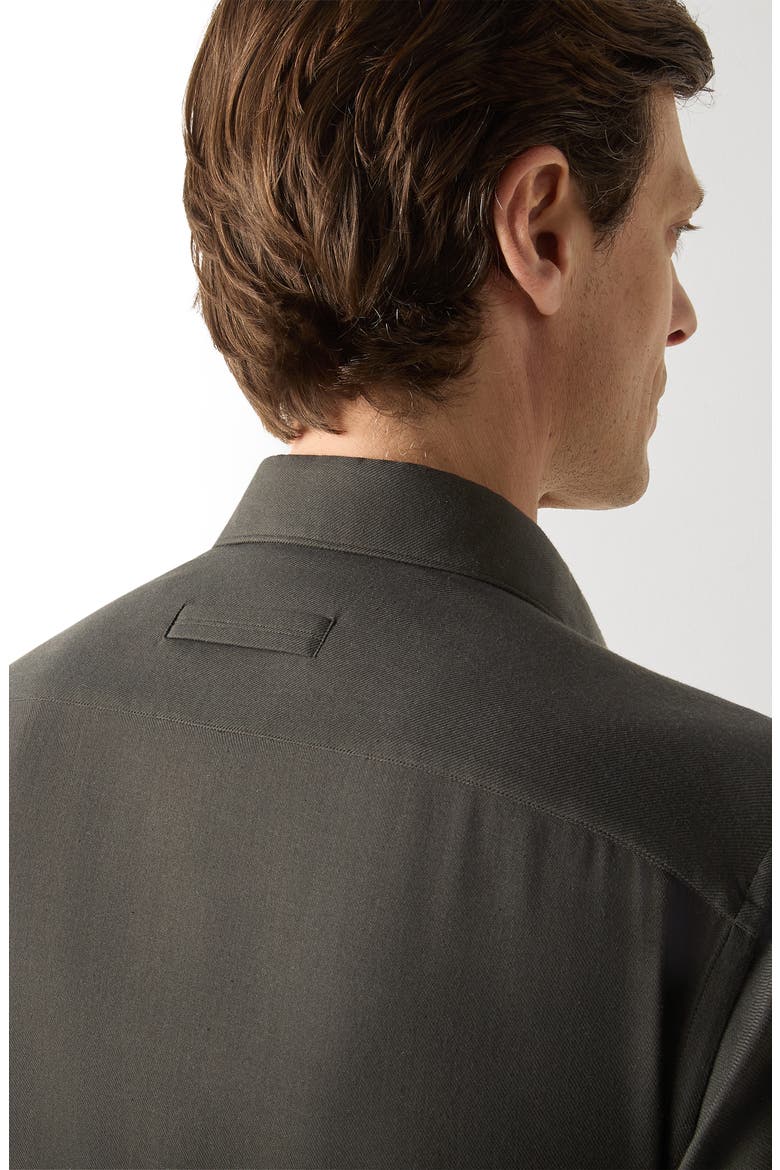 Regular Fit Cotton & Cashmere Dress Shirt, Alternate, color, DARK OLIVE GREEN