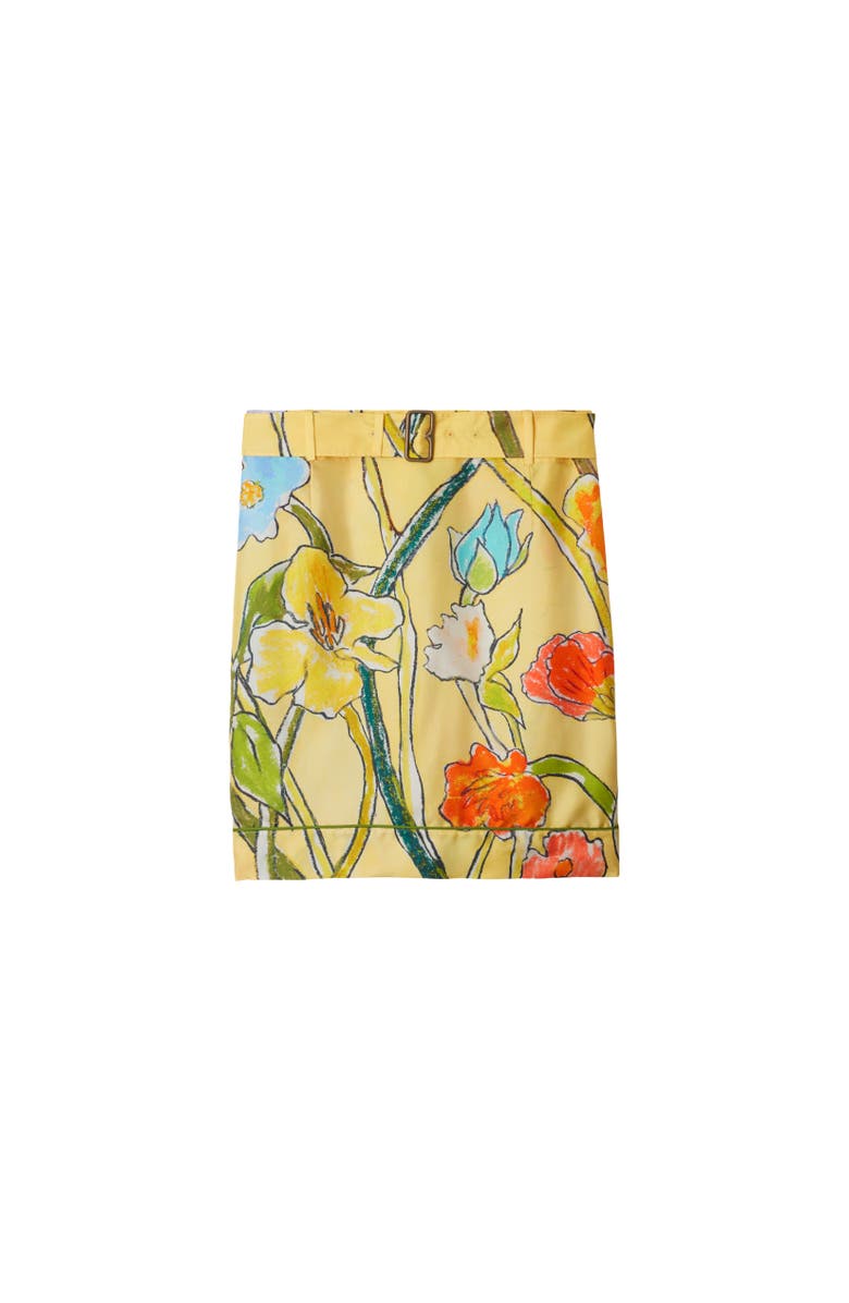 Burberry Highgrove Cascading Flowers Silk Skirt, Alternate, color, Buttermilk