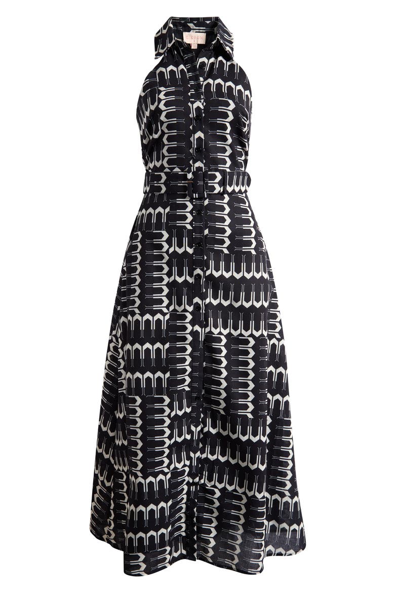 Kaisa Sleeveless Belted Shirtdress, Alternate, color, BLACK MULTI