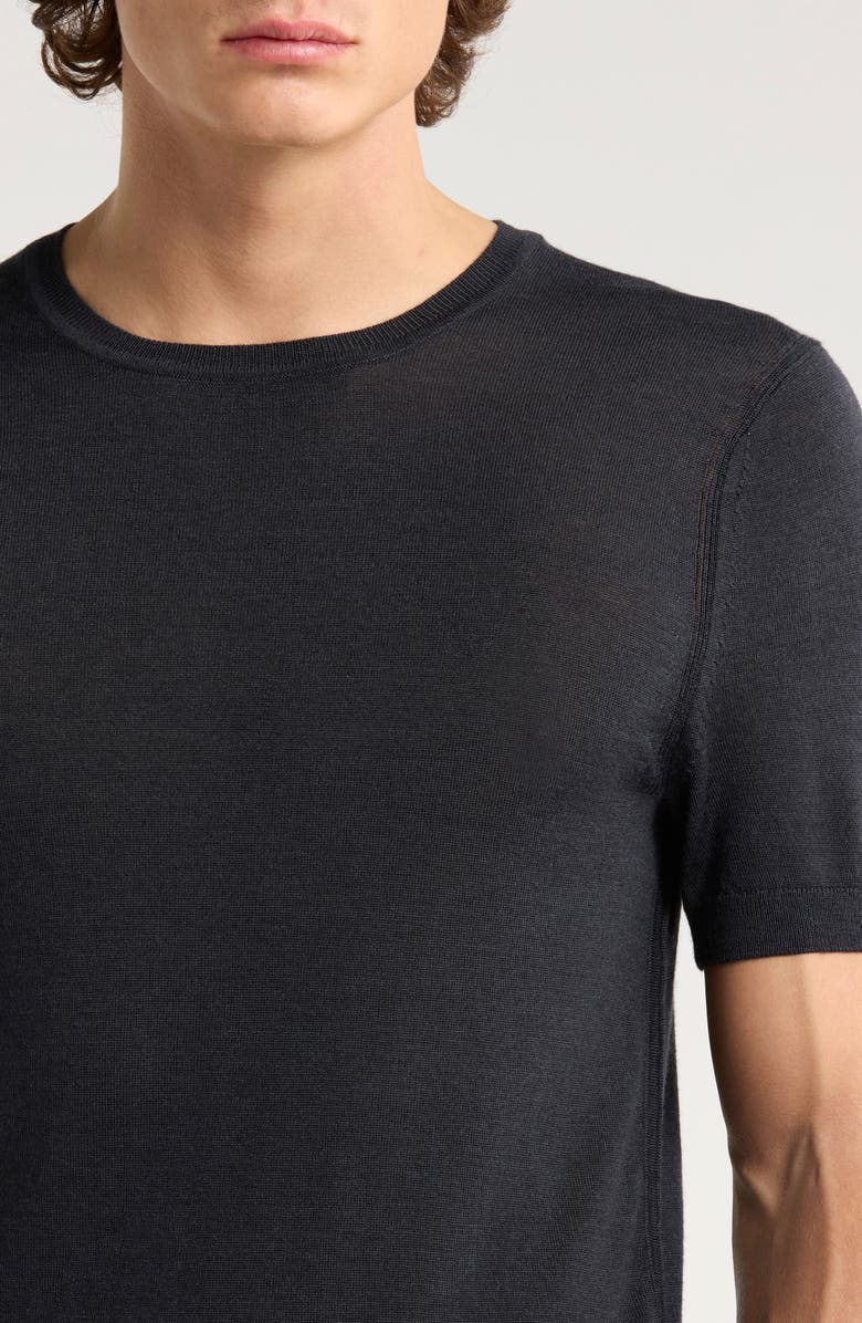 rag & bone Aulton Short Sleeve Wool Blend Sweater, Alternate, color, Charcoal