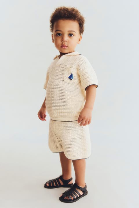 2-piece Hole-knit Cotton Set