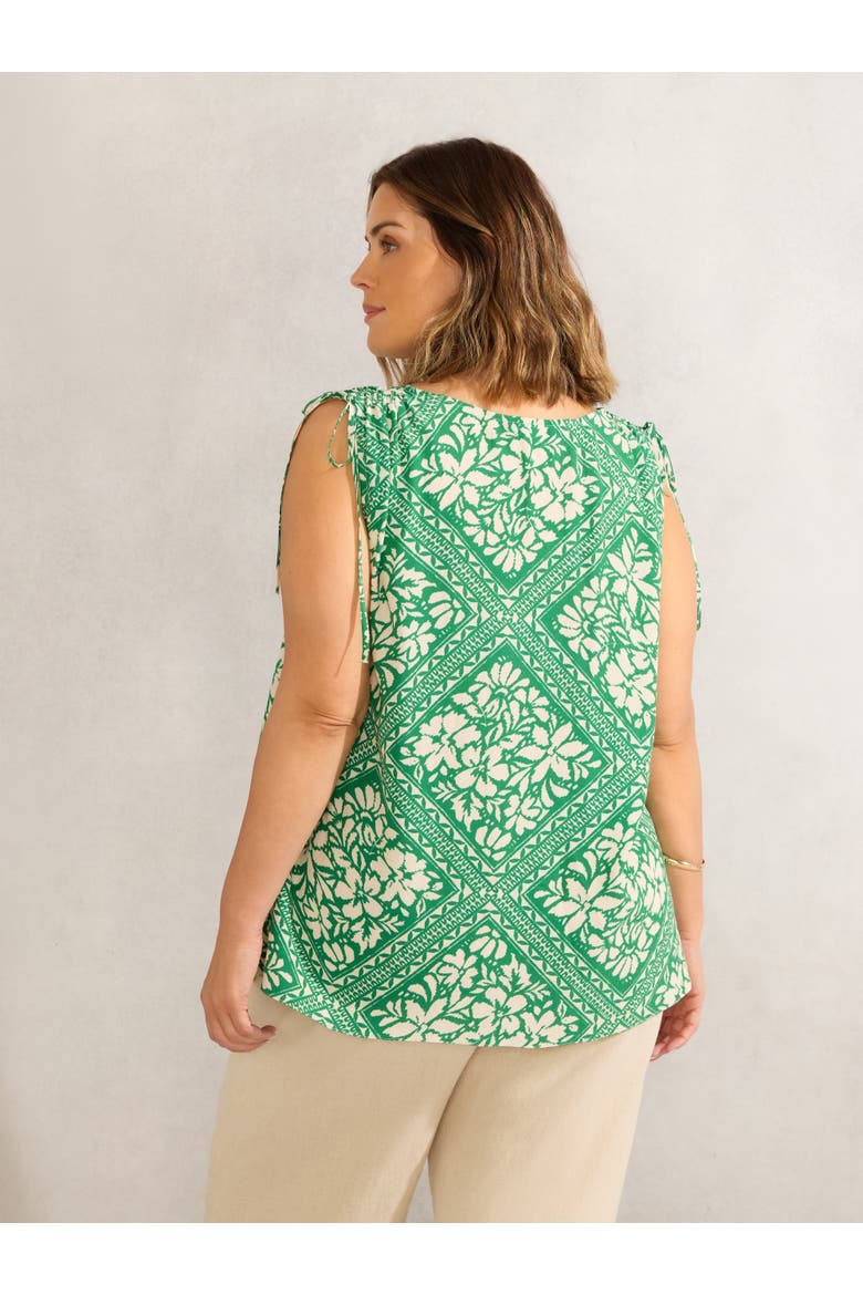 Drawstring Printed Top, Alternate, color, Green