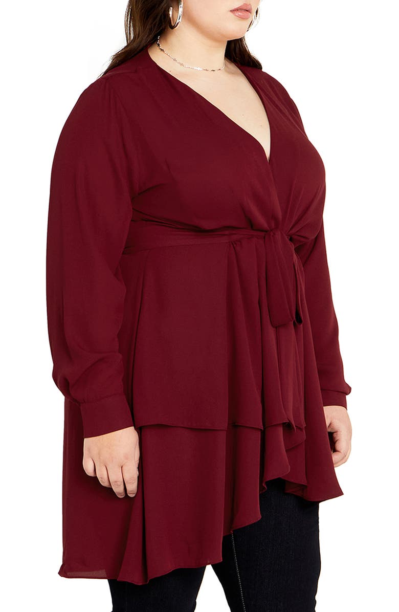 City Chic Sibara Long Sleeve Tunic Top, Alternate, color, 