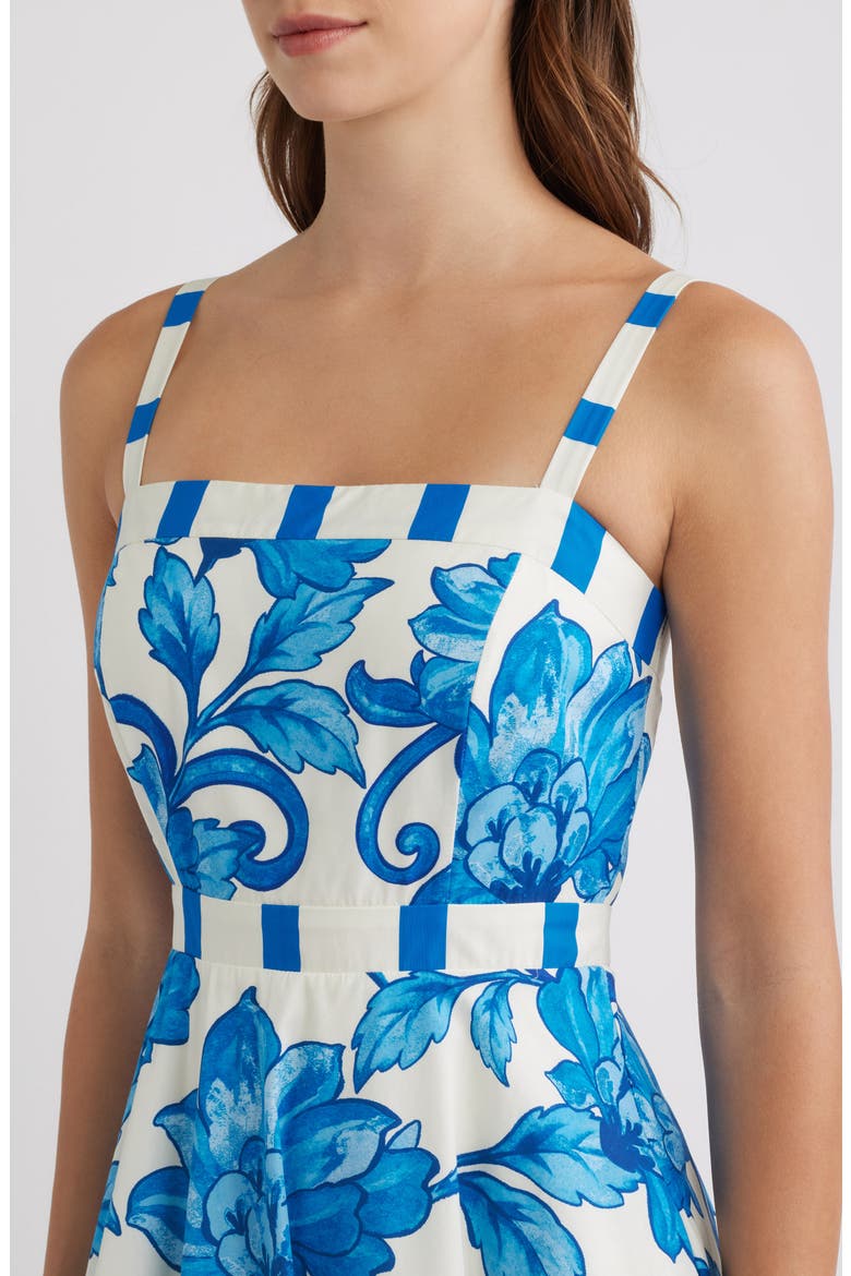 Floral Print Sleeveless Maxi Dress, Alternate, color, WHITE/ BLUE