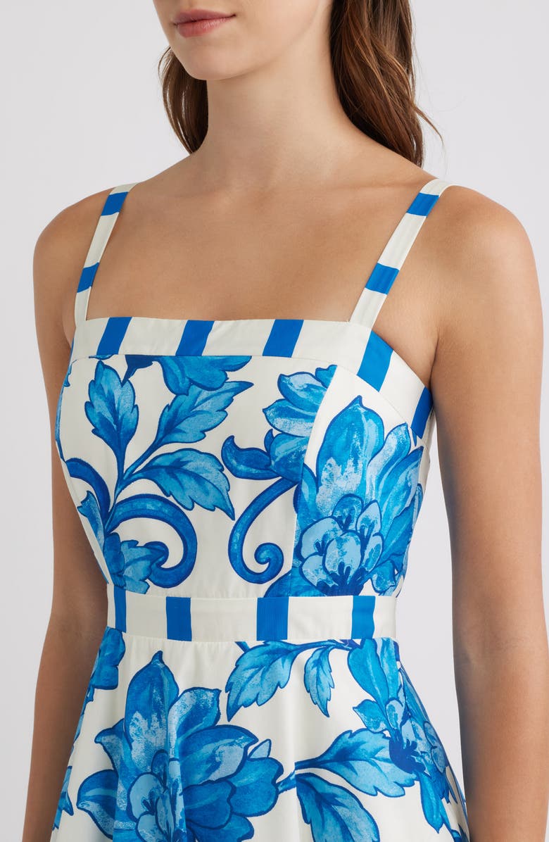 FLYING TOMATO Floral Print Sleeveless Maxi Dress, Alternate, color, White/ Blue