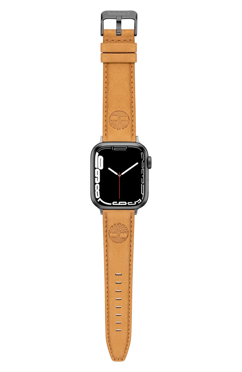 Timberland Leather 20mm Smartwatch Watchband, Alternate, color, Camel