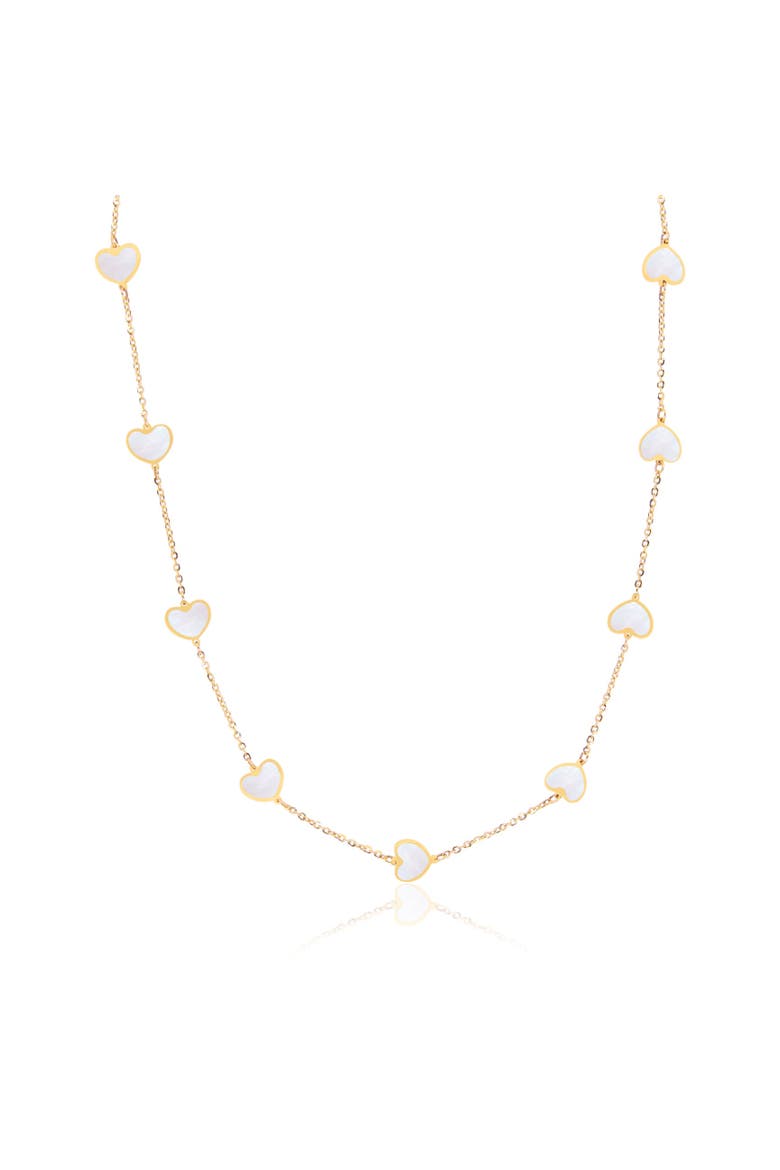Mother of Pearl Heart Station Necklace, Main, color, Mother of Pearl