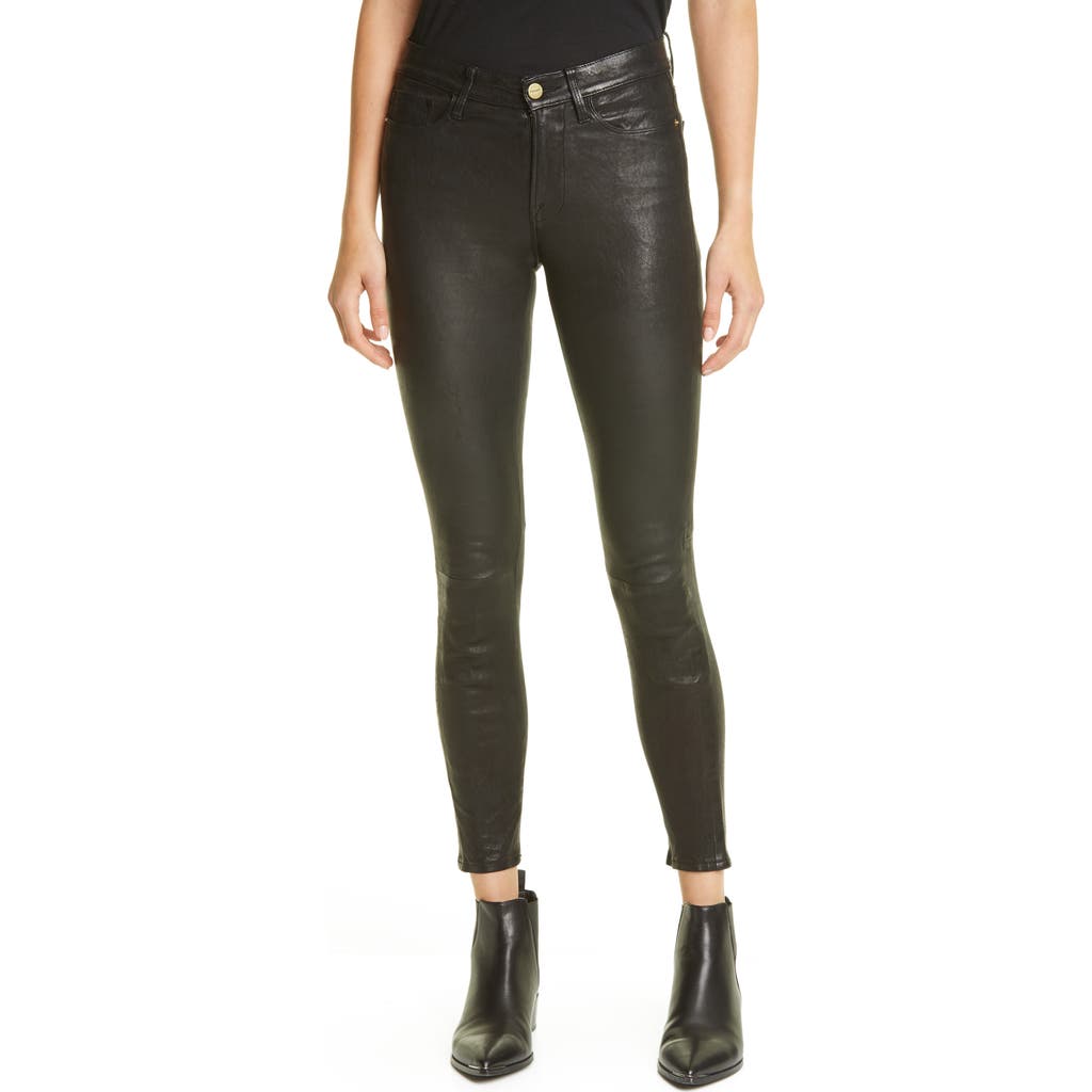 Frame Le High Waist Crop Leather Pants In Black