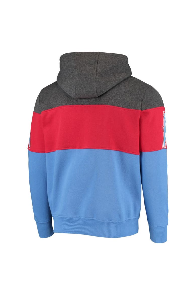 Men's Starter Gray/Red Houston Oilers Extreme Fireballer Throwback Pullover Hoodie, Alternate, color, Gray