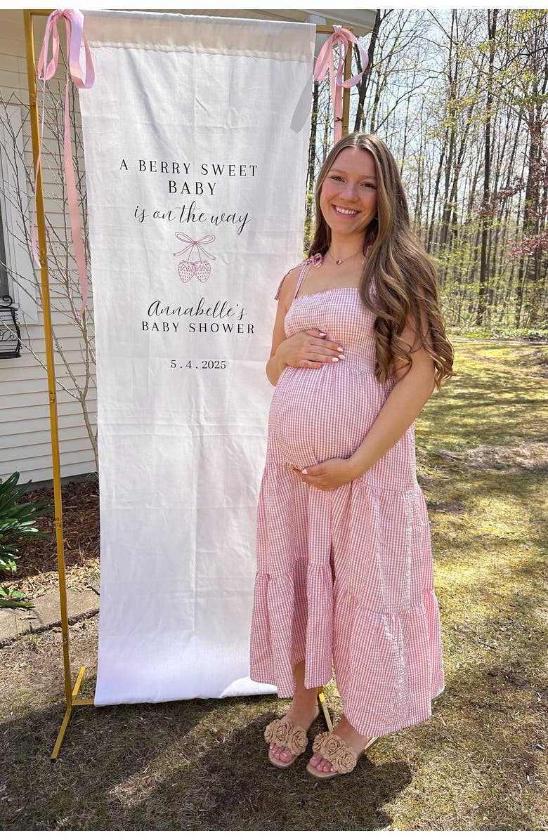 PinkBlush Checkered Tiered Midi Dress, Alternate, color, Pink