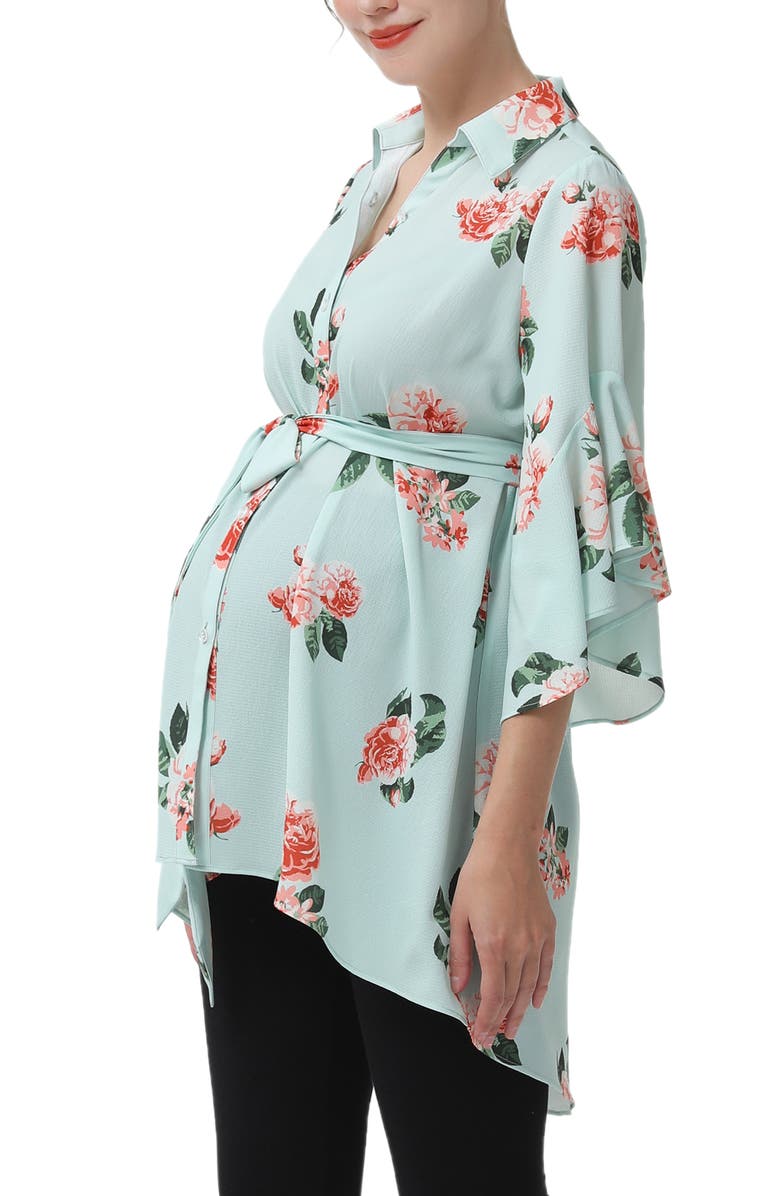 Kimi and Kai Emma Floral Belted Maternity & Nursing Tunic, Alternate, color, 