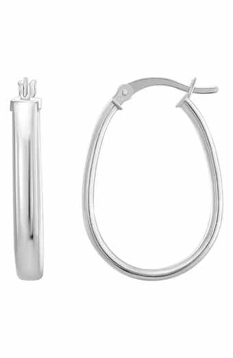 Sterling Silver Flat Oval Hoop Earrings